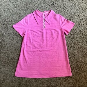 Genuine Vintage 1970’s Pink Short Sleeved Mod Tunic/Mini Dress, Dagger Collar 🩷